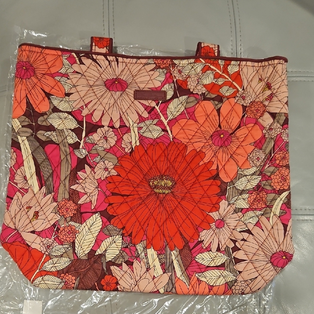Vera Bradley Vibrant Floral Tote Bag - Pink and Orange